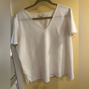 Loft white linen short sleeve shirt